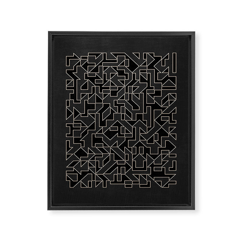 Black and White Geometric Abstract Artwork Framed Canvas Print Gallery Image 6