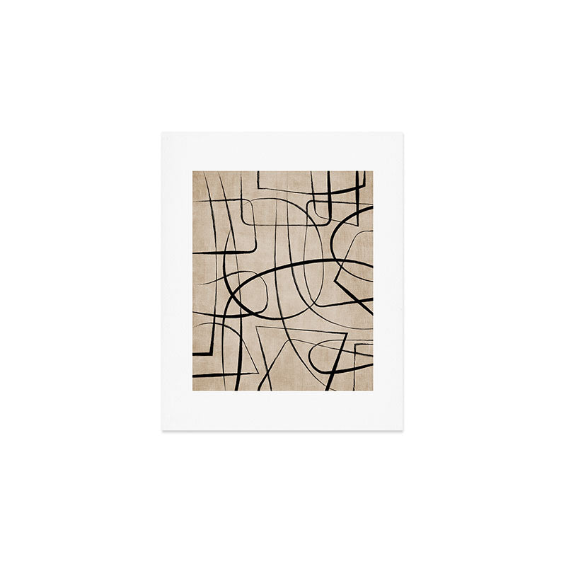 Black Beige Abstract Line Art Rich Texture Art Print Gallery Image 1