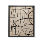 Black Beige Abstract Line Art Rich Texture Framed Canvas Print Gallery Image 3