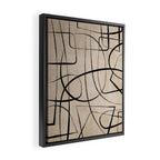 Black Beige Abstract Line Art Rich Texture Framed Canvas Print Gallery Image 2