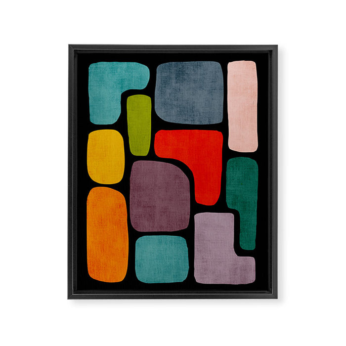 Black & Colorful Shapes Modern I Framed Canvas Print Gallery Image 1