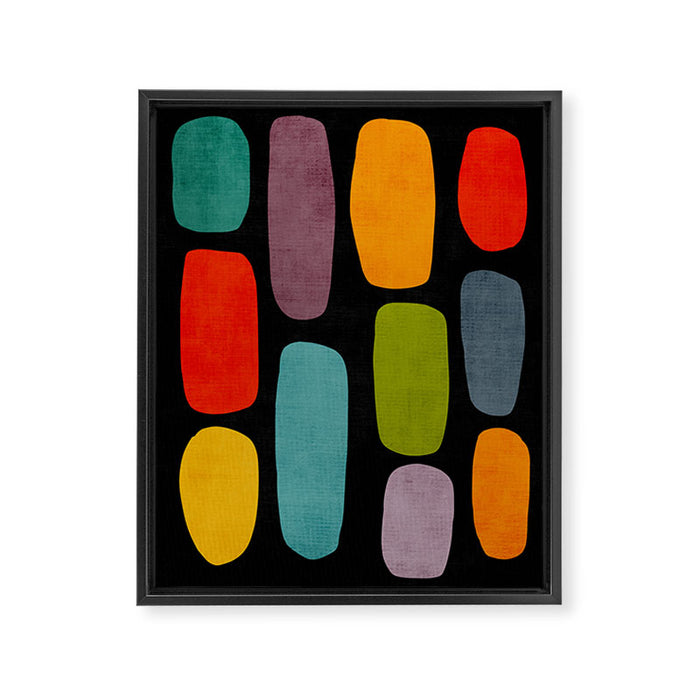 Black & Colorful Shapes Modern II Framed Canvas Print Gallery Image 1