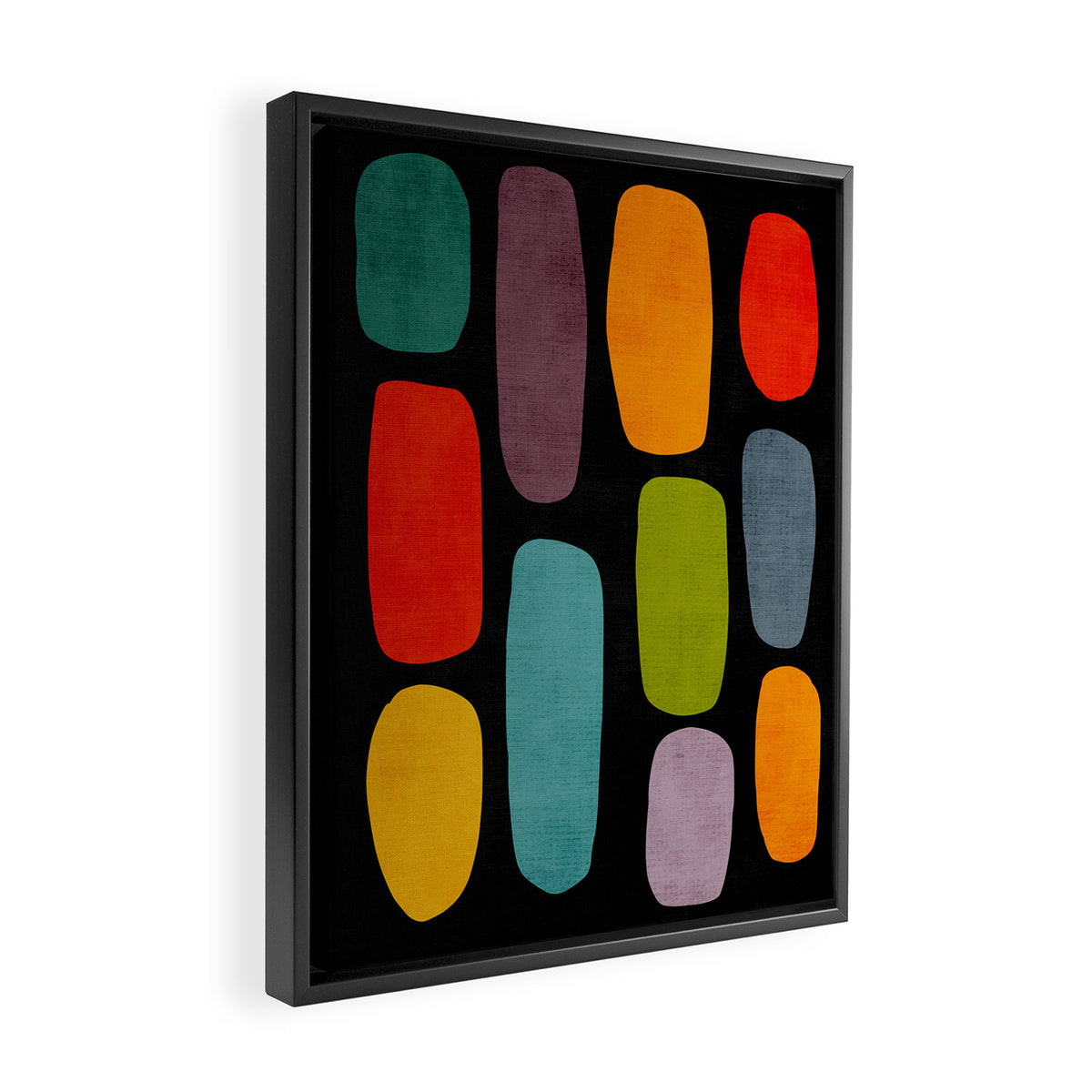 Black & Colorful Shapes Modern II Framed Canvas Print Gallery Image 2