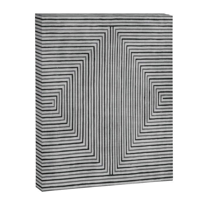 Black Gray Lines Abstract Geometric Minimalism Artwork Canvas Print Gallery Image 1