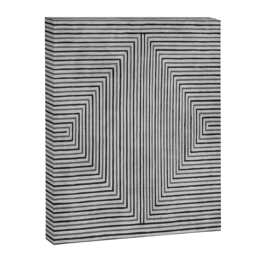 Black Gray Lines Abstract Geometric Minimalism Artwork Canvas Print Gallery Image 6