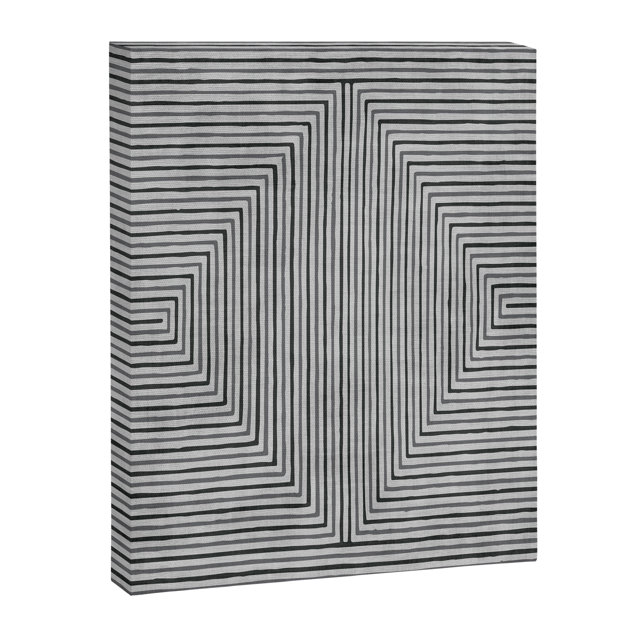 Black Gray Lines Abstract Geometric Minimalism Artwork Canvas Print Gallery Image 6