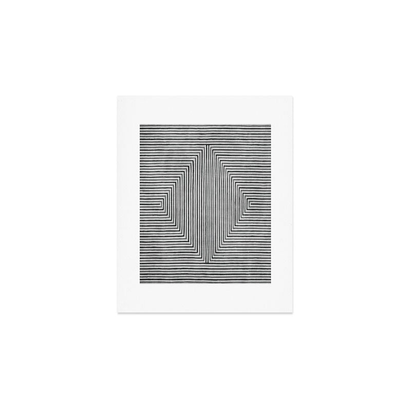 Black Gray Lines Abstract Geometric Minimalism Artwork Art Print Gallery Image 1
