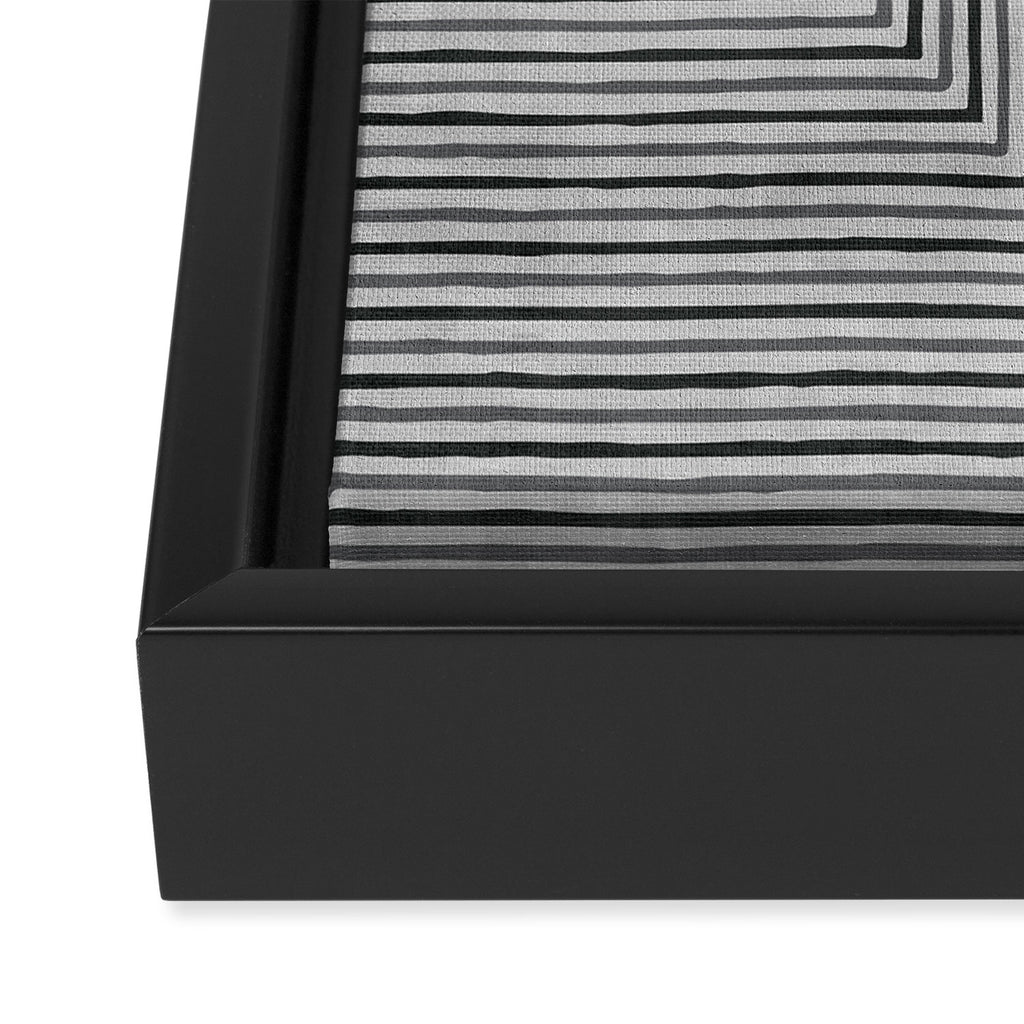 Black Gray Lines Abstract Geometric Minimalism Artwork Framed Canvas Print Gallery Image 3