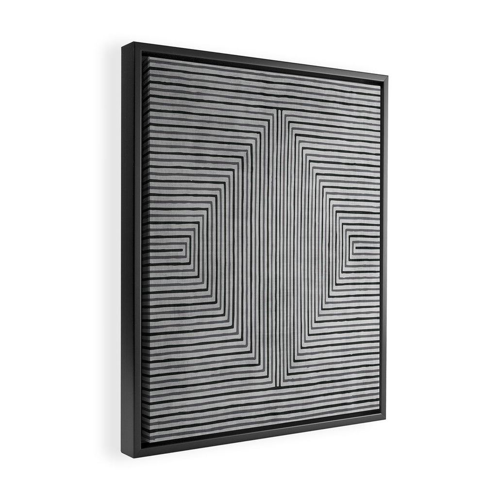 Black Gray Lines Abstract Geometric Minimalism Artwork Framed Canvas Print Gallery Image 2