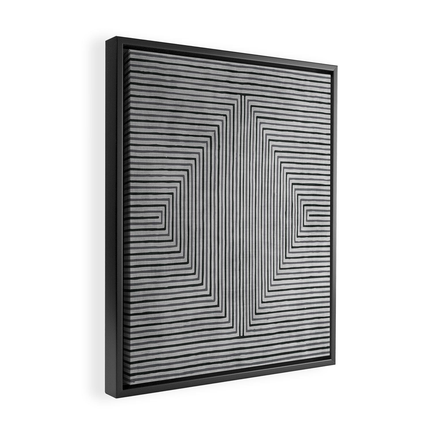Black Gray Lines Abstract Geometric Minimalism Artwork Framed Canvas Print Gallery Image 2