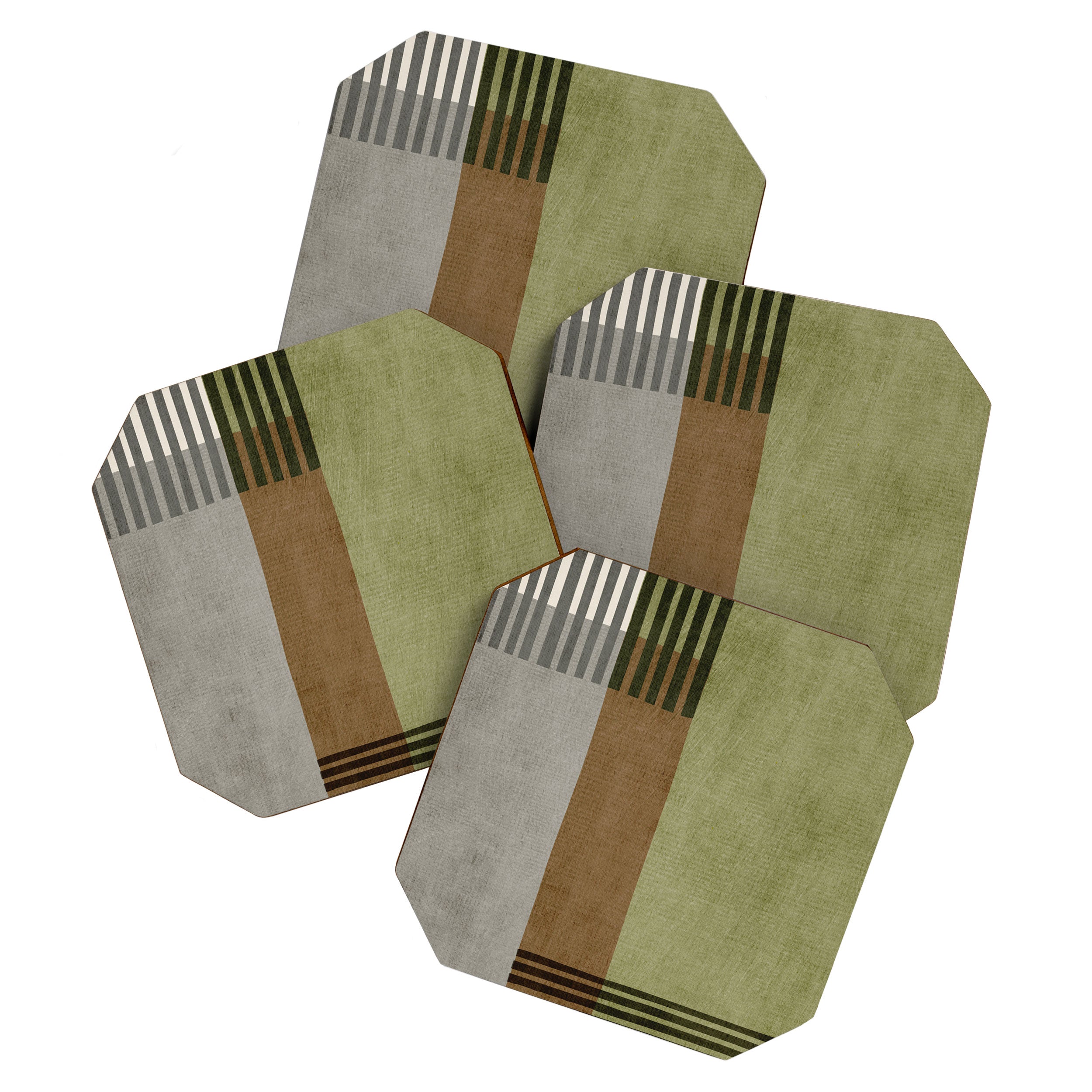 Black Green Brown Gray Bold Modern Artwork Coaster Gallery Image 1