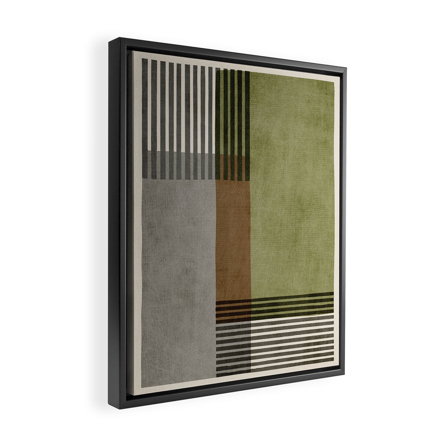 Black Green Brown Gray Bold Modern Artwork Framed Canvas Print Gallery Image 2