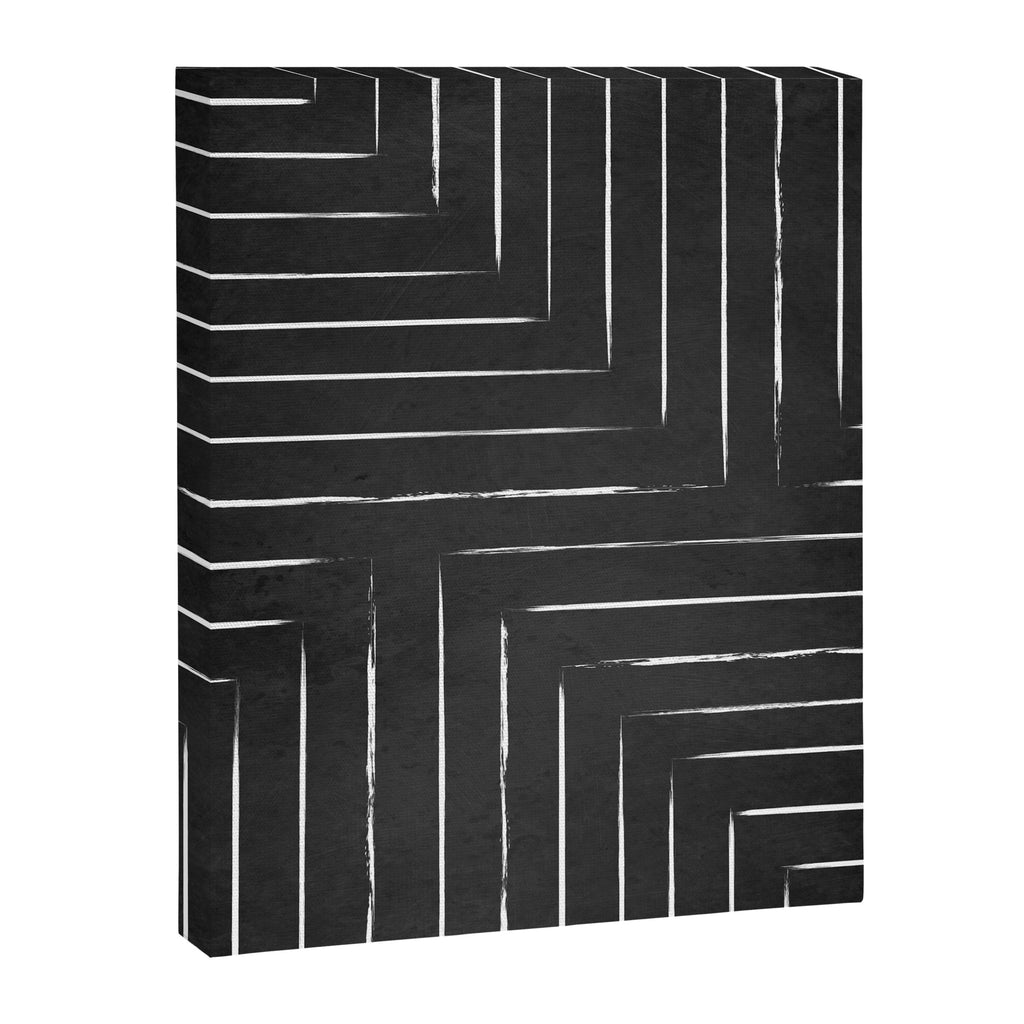 Black White Lines Minimalist Canvas Print Gallery Image 8
