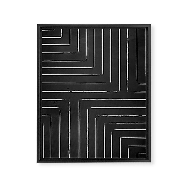 Black White Lines Minimalist Framed Canvas Print Gallery Image 8