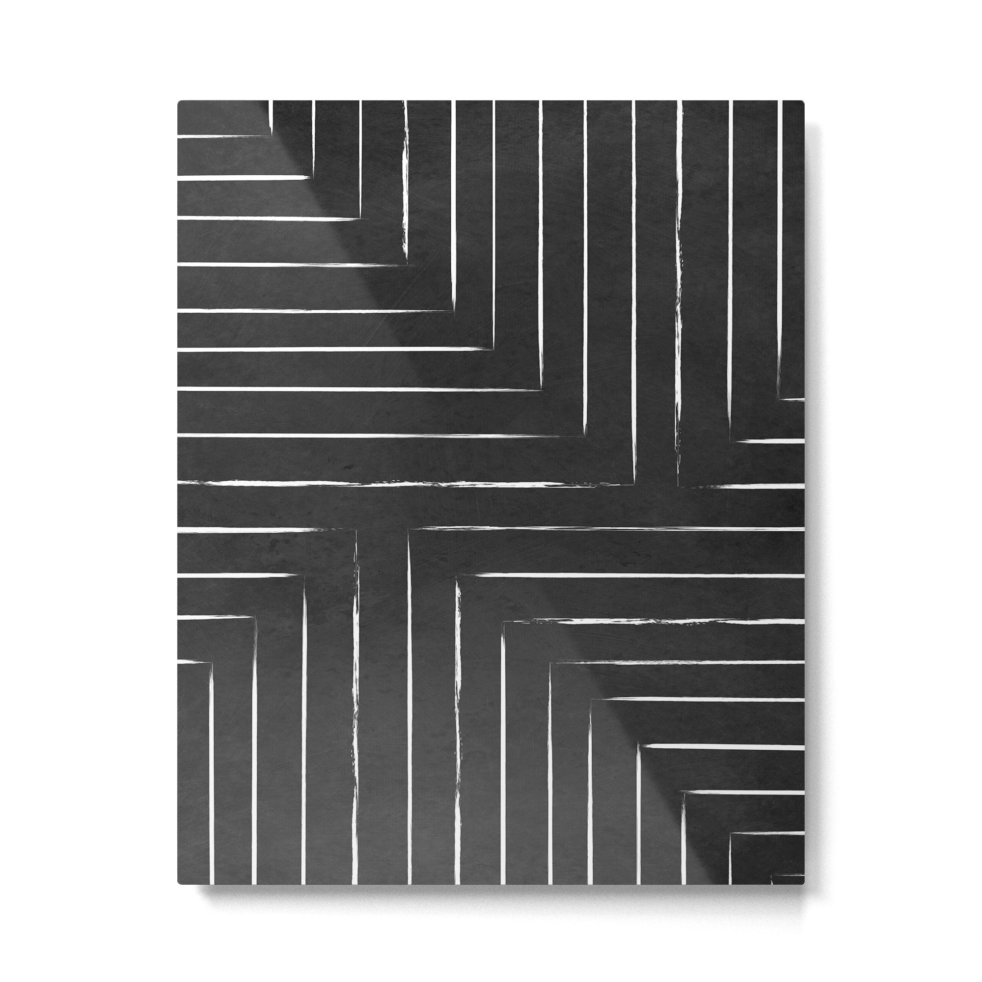 Black White Lines Minimalist Metal Print Gallery Image 6