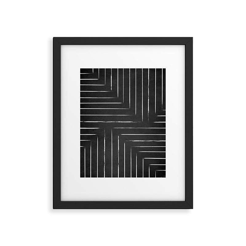 Black White Lines Minimalist Framed Art Print Gallery Image 4