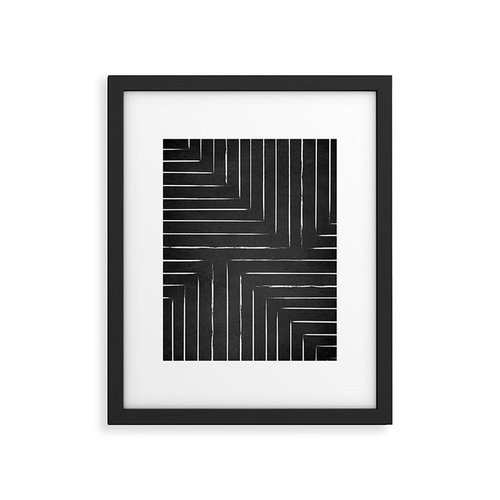 Black White Lines Minimalist Framed Art Print Gallery Image 1