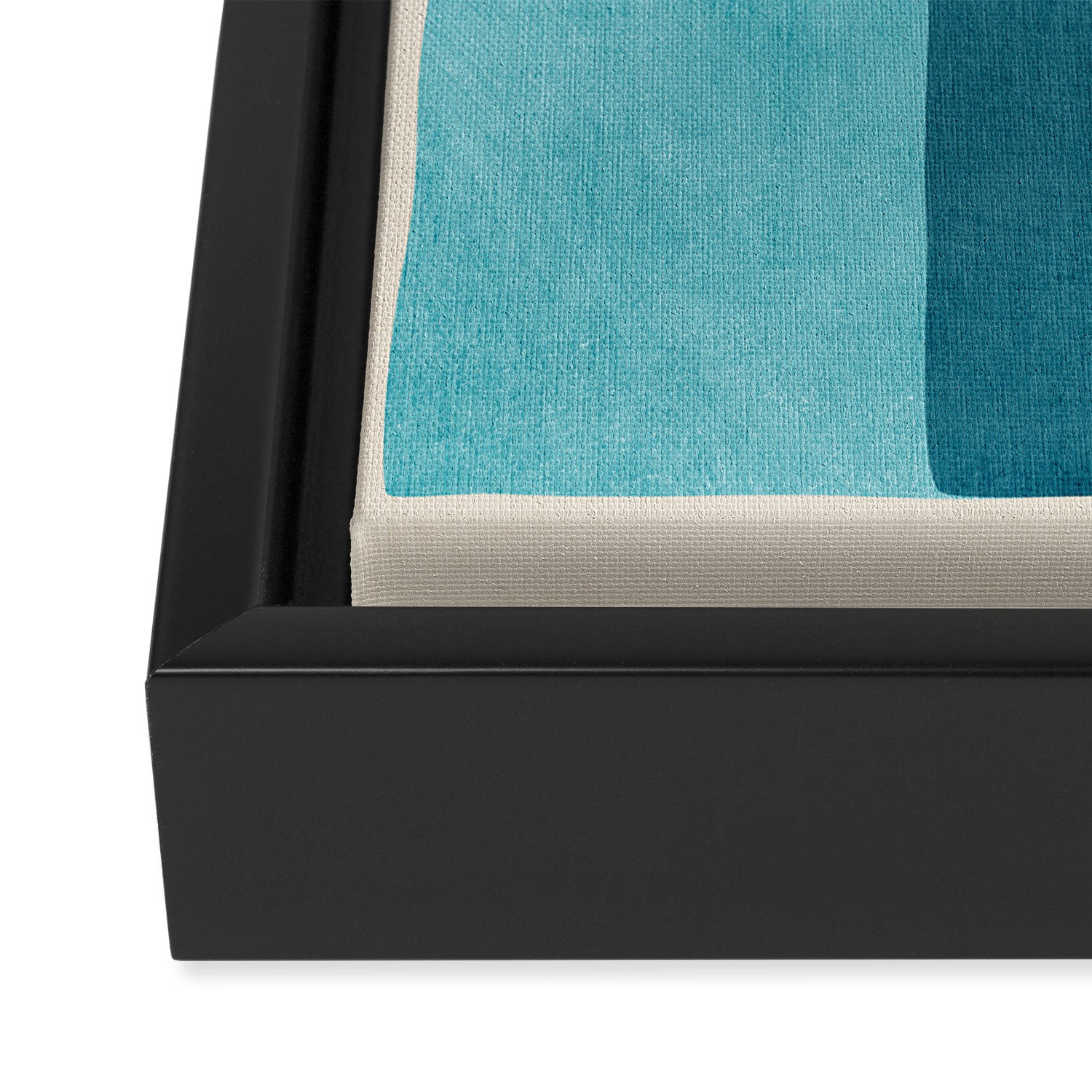 Blue Black Gray Abstract Bold Linen Wall Art 01 Framed Canvas Print Gallery Image 3