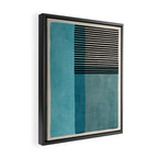 Blue Black Gray Abstract Bold Linen Wall Art 01 Framed Canvas Print Gallery Image 2