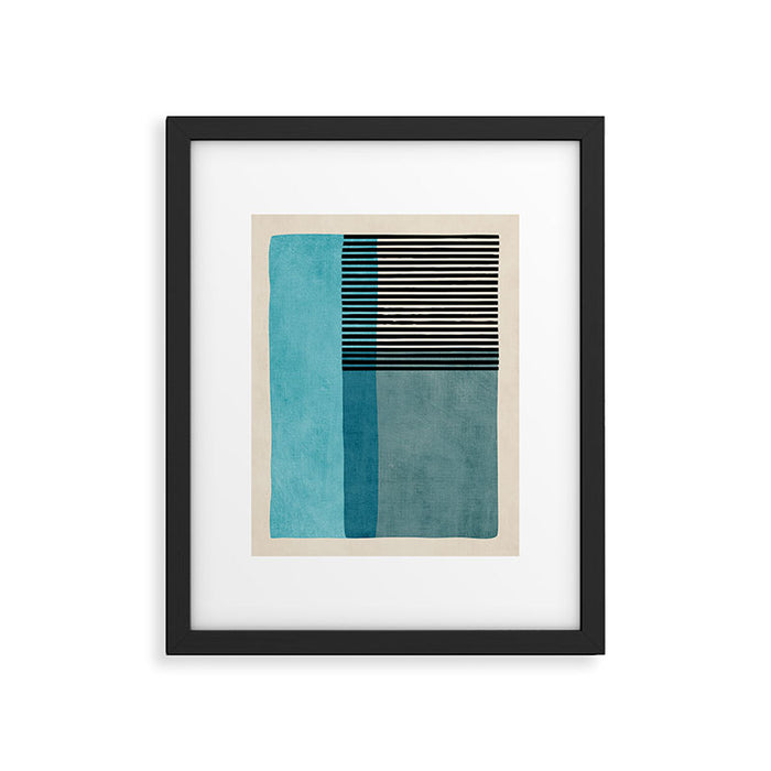Blue Black Gray Abstract Bold Linen Wall Art 01 Framed Art Print Gallery Image 1