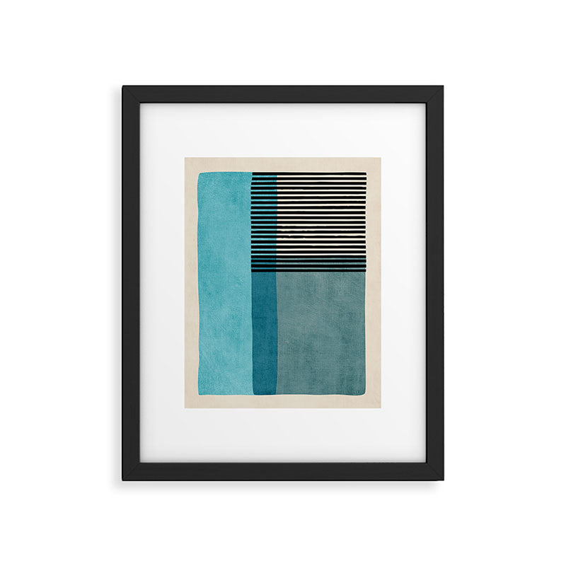 Blue Black Gray Abstract Bold Linen Wall Art 01 Framed Art Print Gallery Image 5