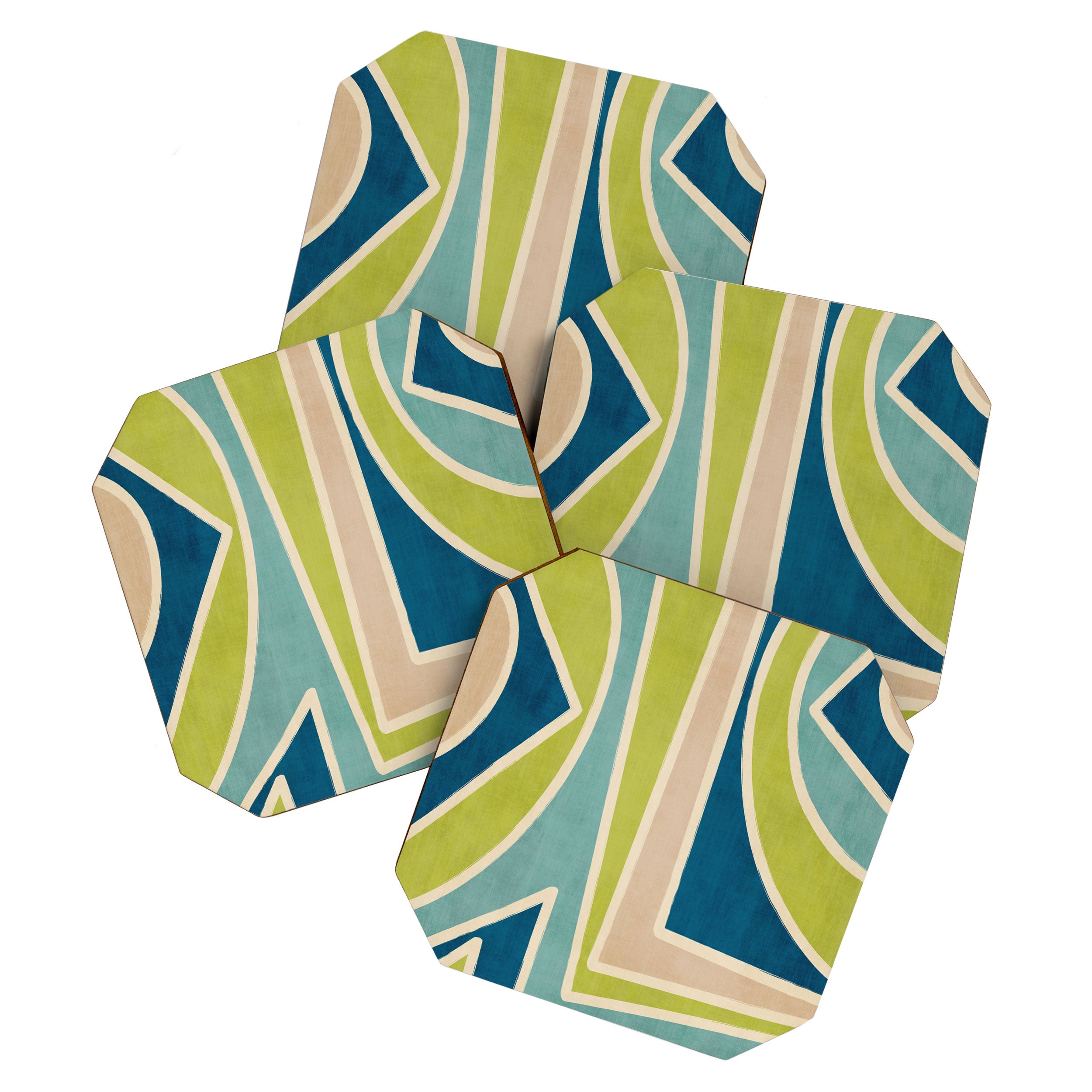 Blue Green Beige Aqua Artwork Coaster Gallery Image 1