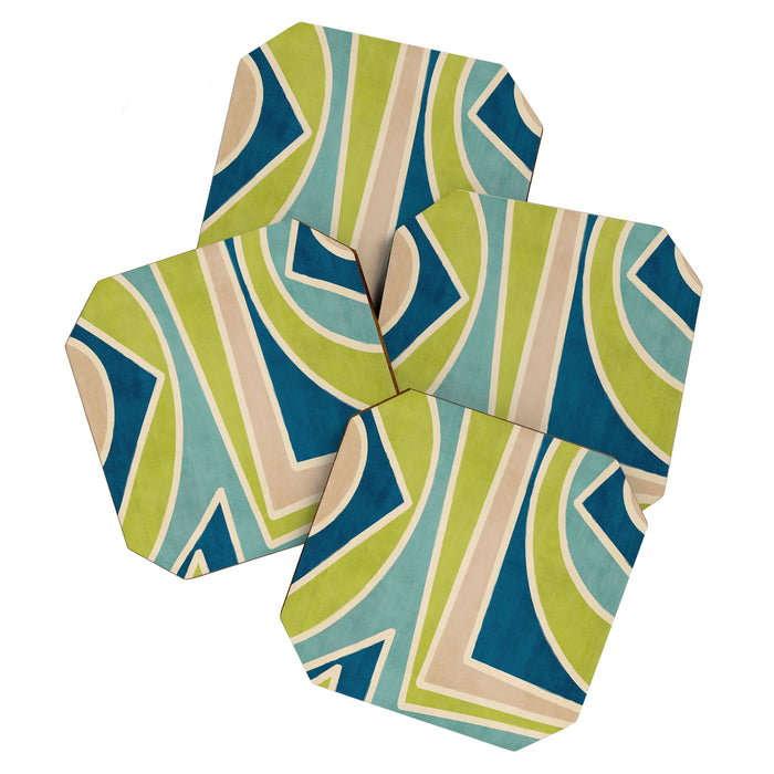 Blue Green Beige Aqua Artwork Coaster Gallery Image 1