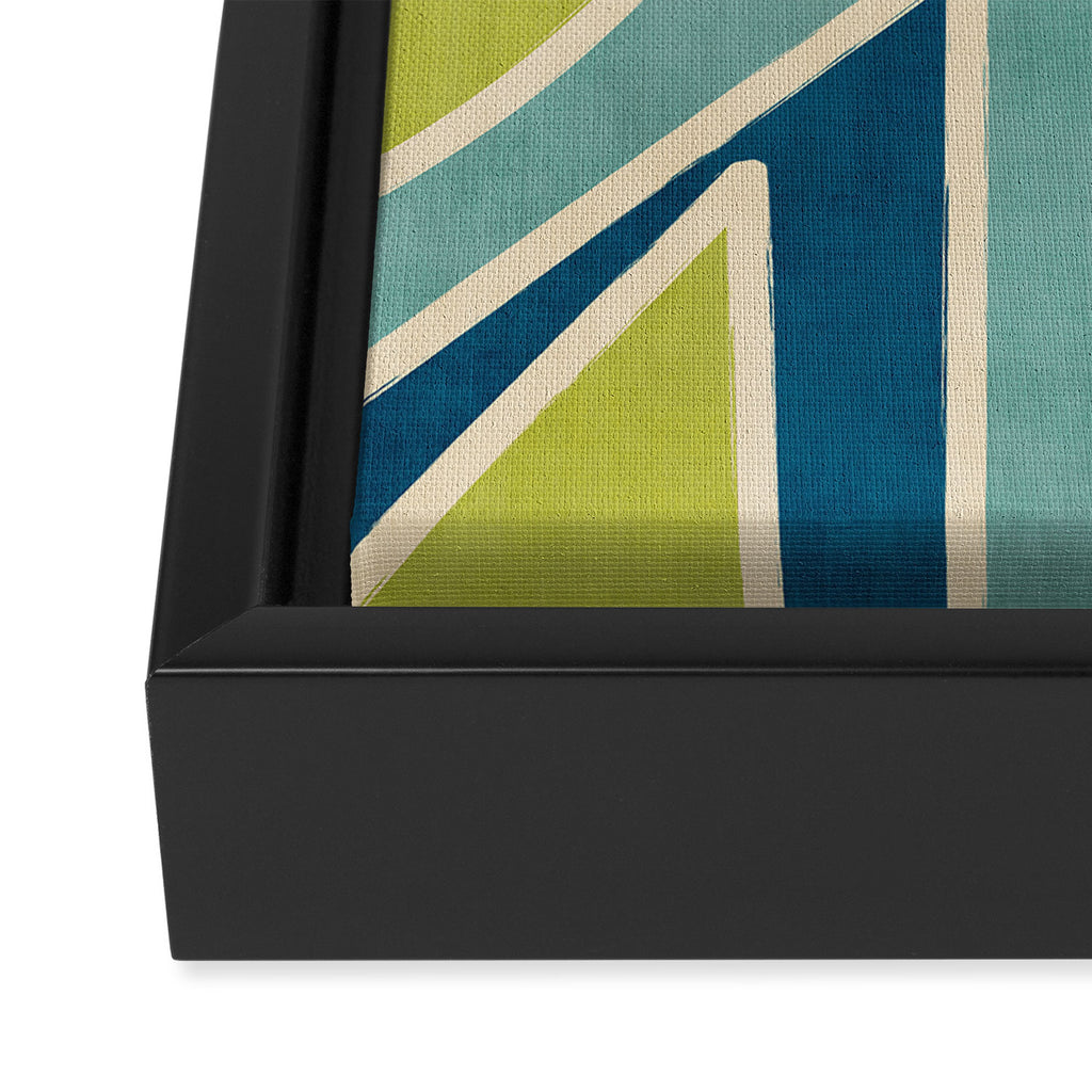 Blue Green Beige Aqua Artwork Framed Canvas Print Gallery Image 3