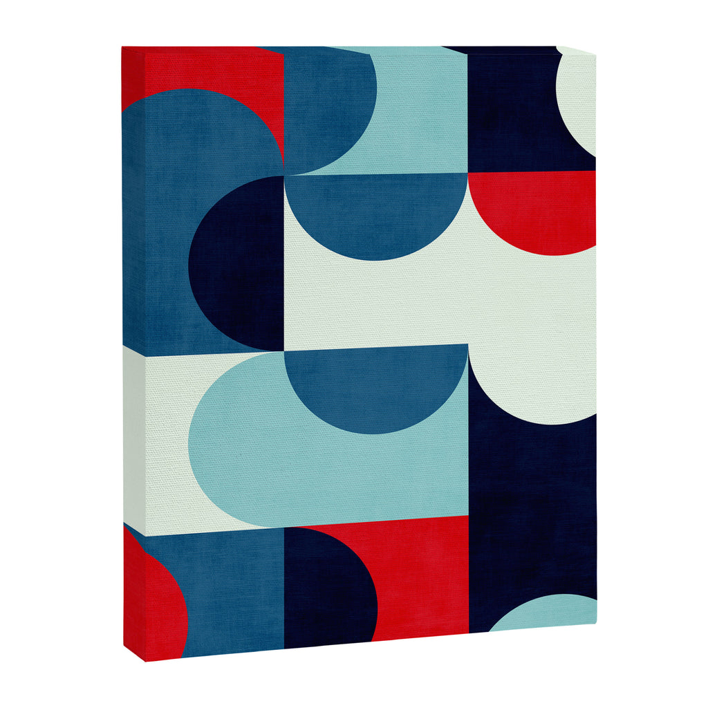 Blue Red White Navy MCM Modern Geometric Artwork Canvas Print Gallery Image 6