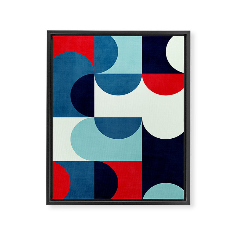Blue Red White Navy MCM Modern Geometric Artwork Framed Canvas Print Gallery Image 6