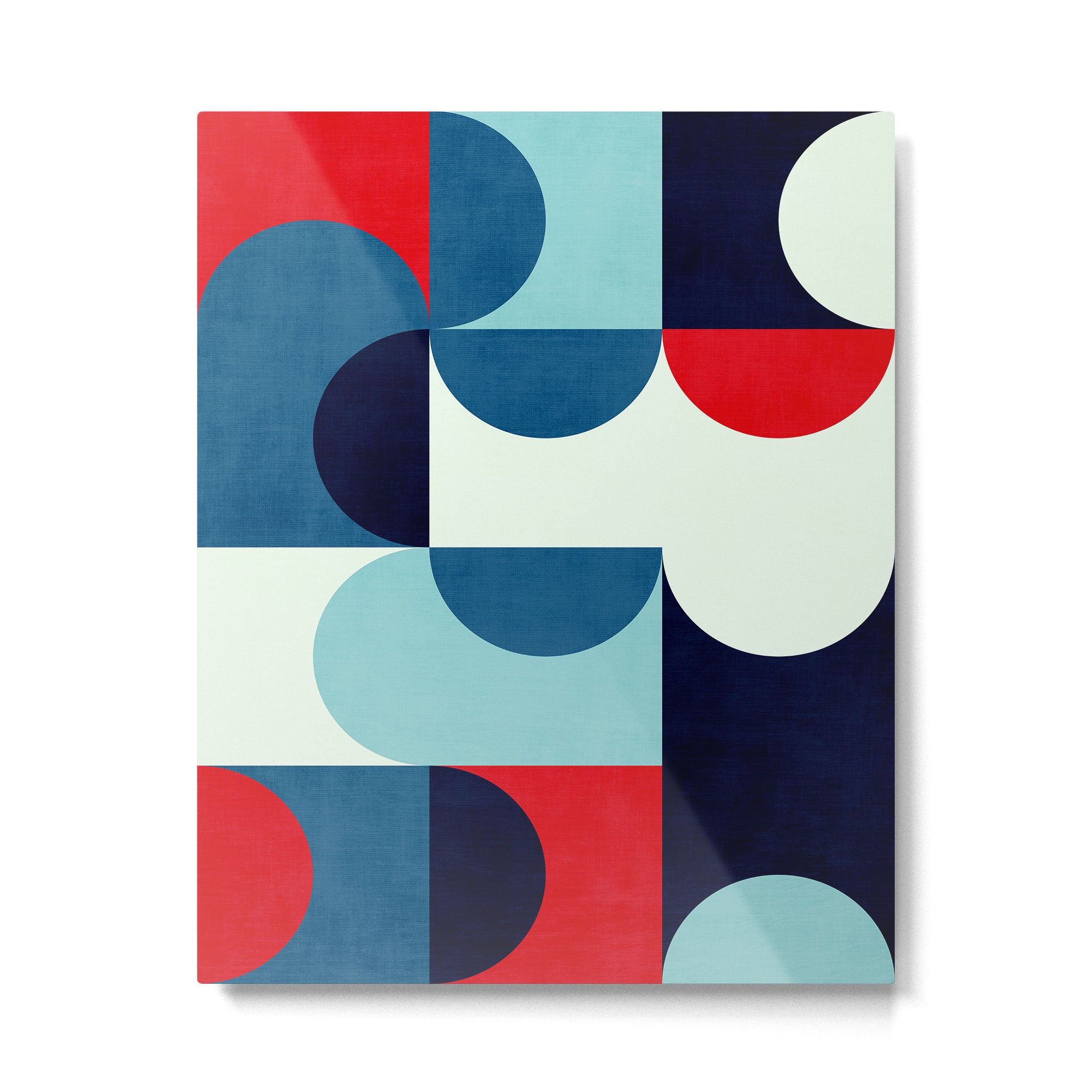 Blue Red White Navy MCM Modern Geometric Artwork Metal Print Gallery Image 4