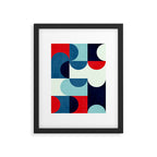Blue Red White Navy MCM Modern Geometric Artwork Framed Art Print Gallery Image 5