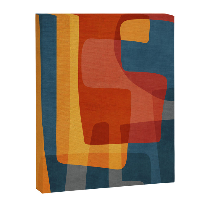 Blue Red Yellow MCM Art Canvas Print Gallery Image 1