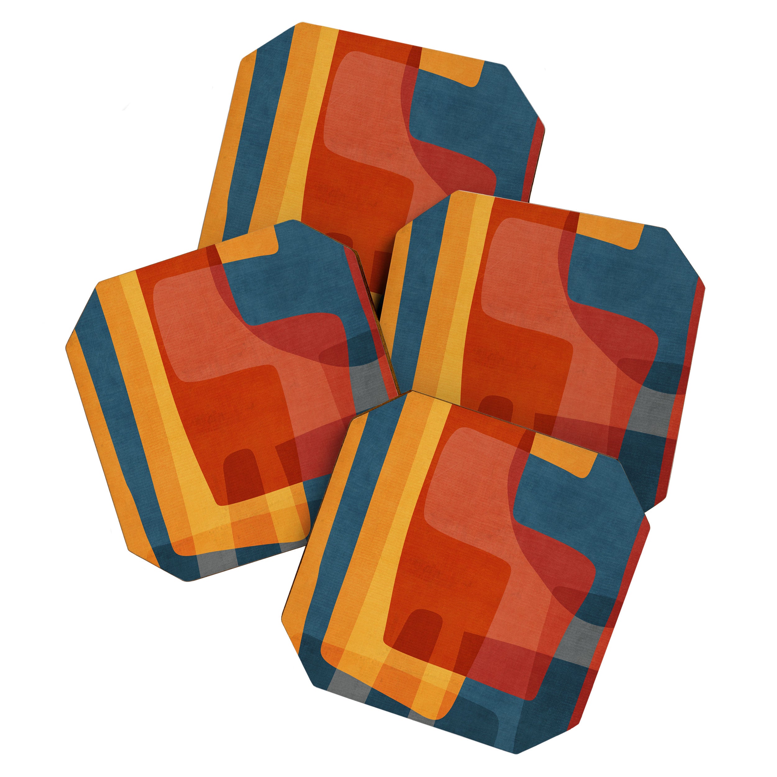 Blue Red Yellow MCM Art Coaster Gallery Image 1