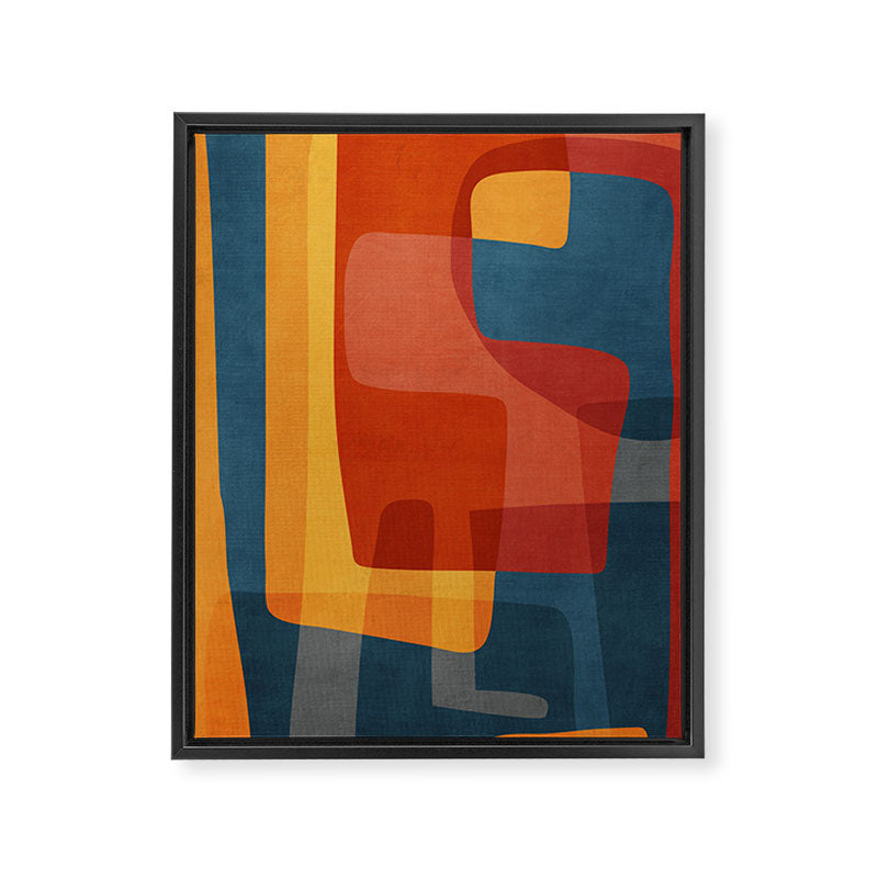 Blue Red Yellow MCM Art Framed Canvas Print Gallery Image 6