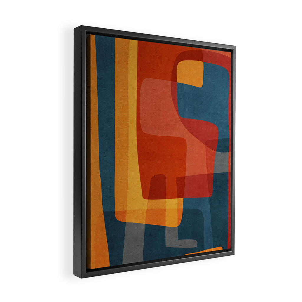 Blue Red Yellow MCM Art Framed Canvas Print Gallery Image 2