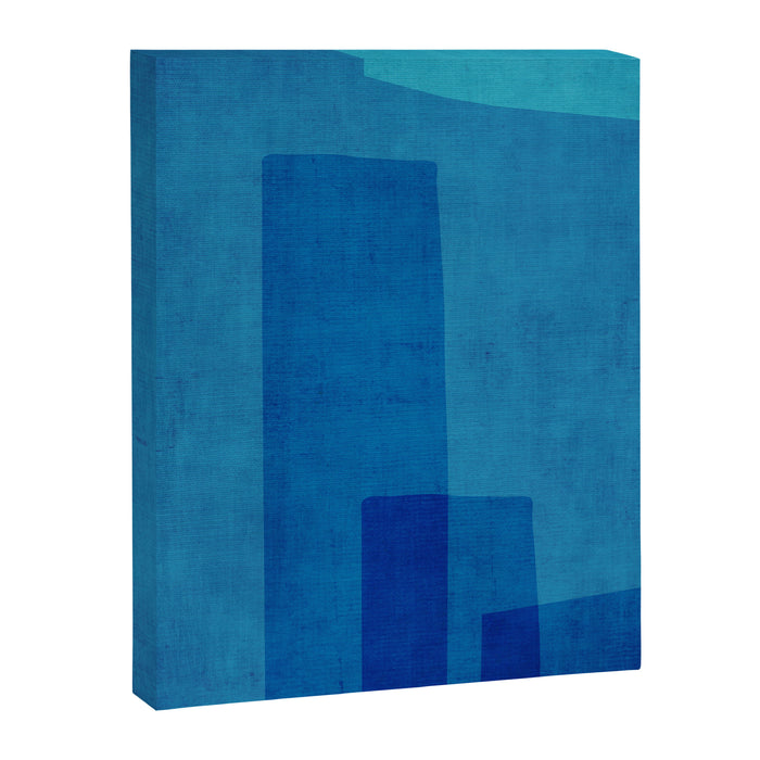 Blue Tones Linen Texture Simple Minimal Abstract  Canvas Print Gallery Image 1