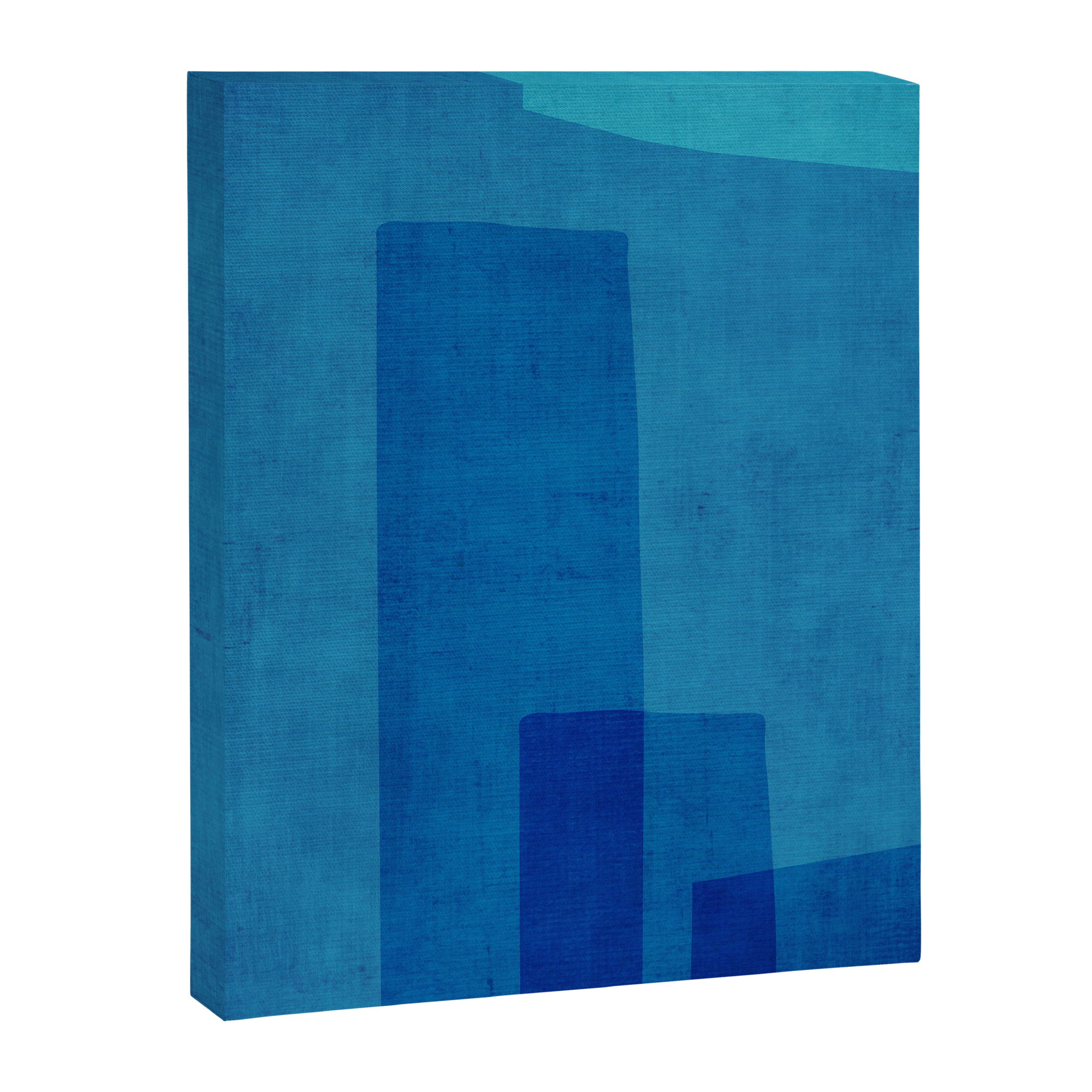 Blue Tones Linen Texture Simple Minimal Abstract  Canvas Print Gallery Image 6