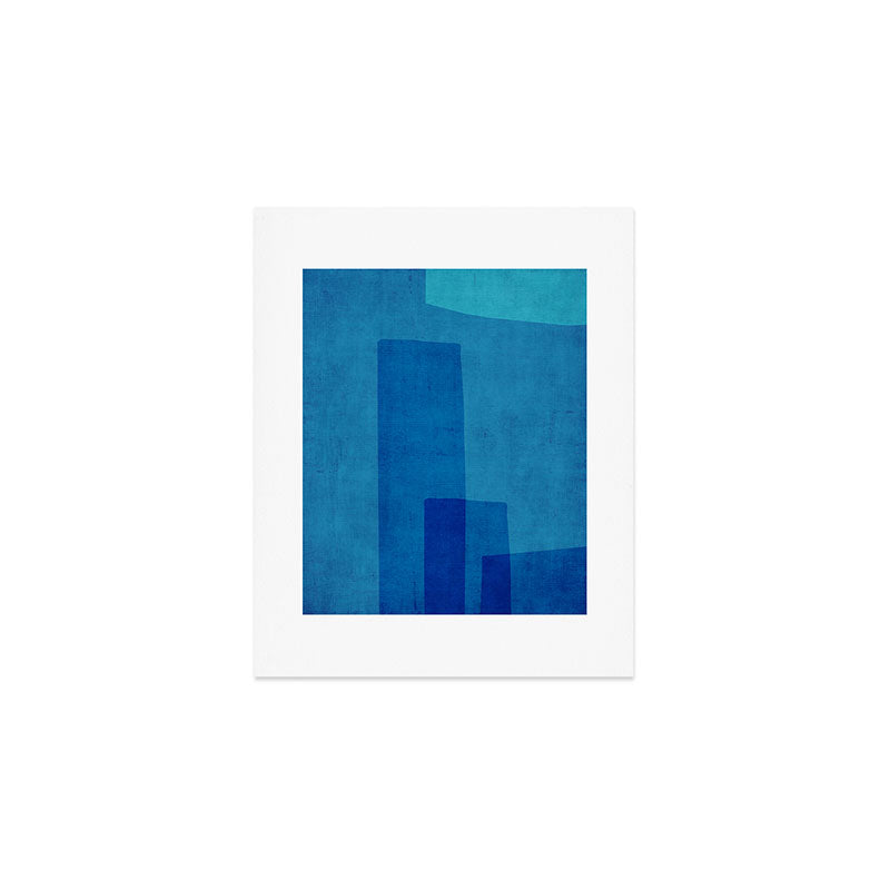 Blue Tones Linen Texture Simple Minimal Abstract  Art Print Gallery Image 1