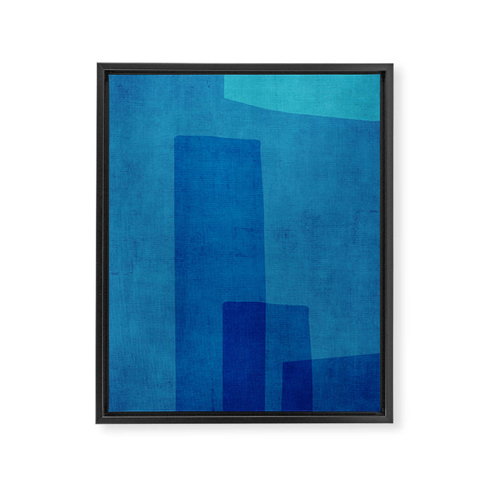 Blue Tones Linen Texture Simple Minimal Abstract  Framed Canvas Print Gallery Image 1