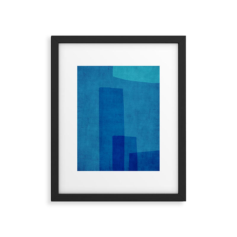 Blue Tones Linen Texture Simple Minimal Abstract  Framed Art Print Gallery Image 4