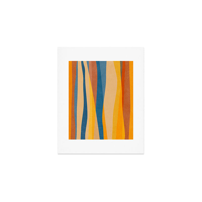 Blue Yellow Burnt-Orange Rust Abstract Artwork Art Print Gallery Image 1
