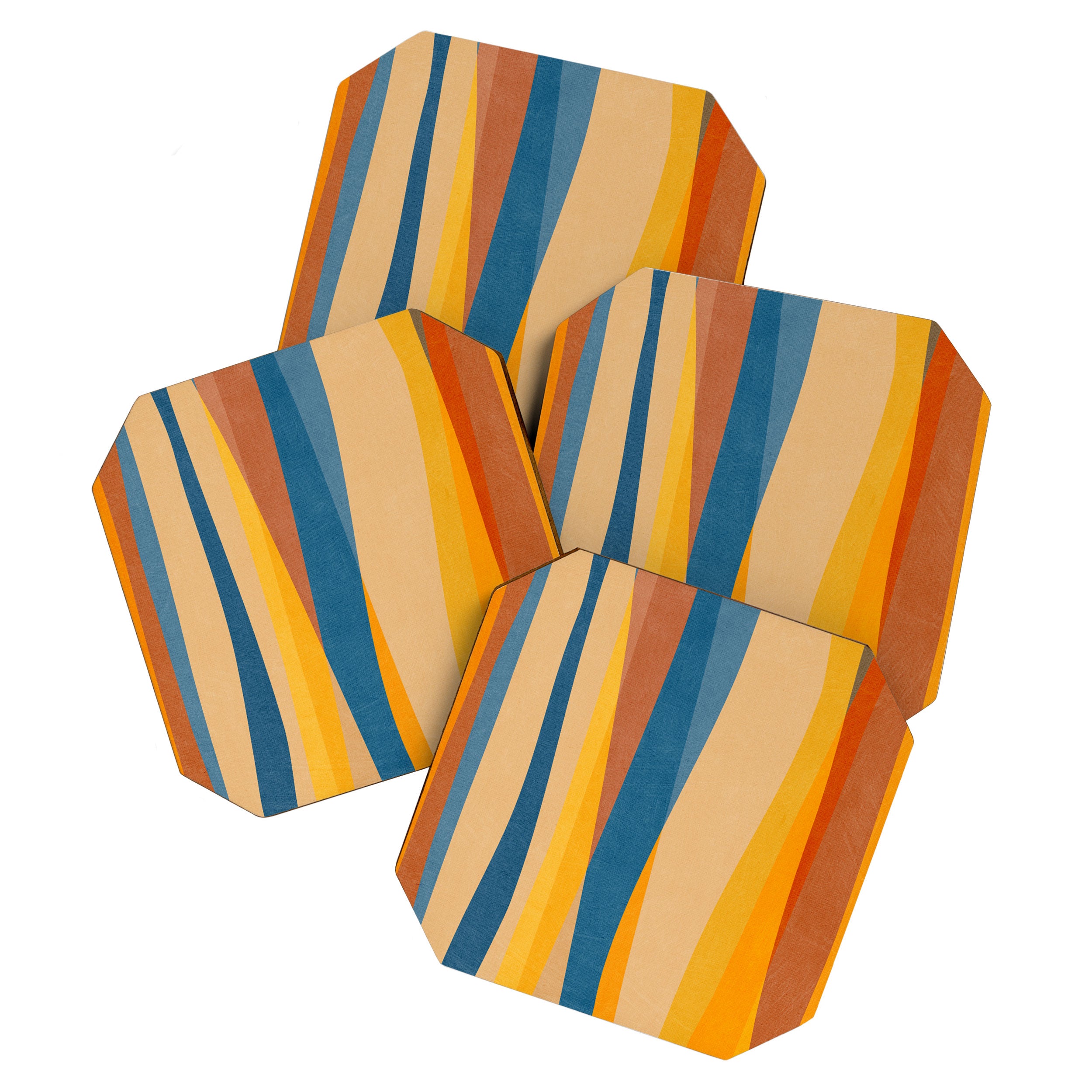 Blue Yellow Burnt-Orange Rust Abstract Artwork Coaster Gallery Image 1