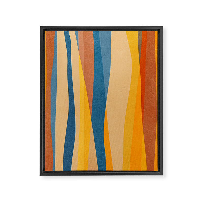 Blue Yellow Burnt-Orange Rust Abstract Artwork Framed Canvas Print Gallery Image 6