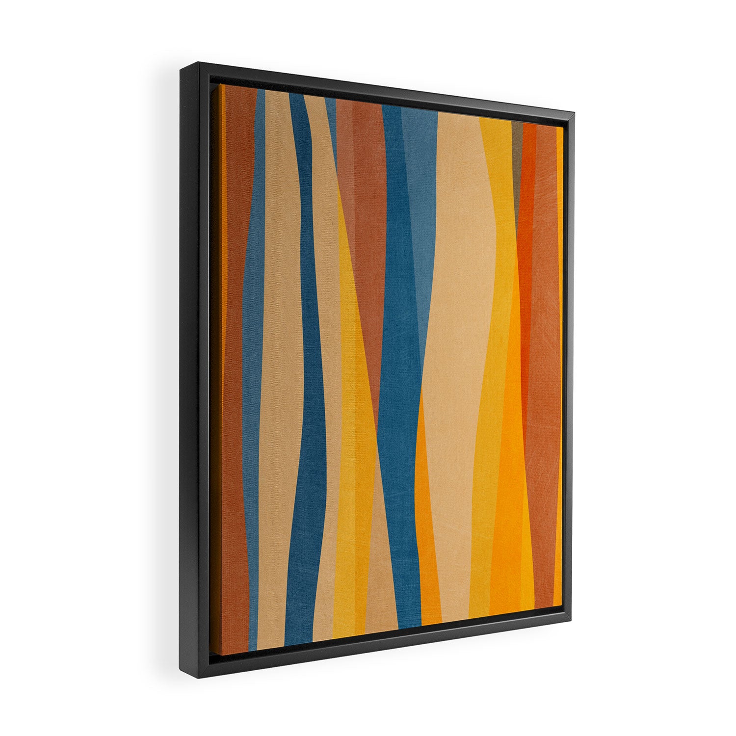 Blue Yellow Burnt-Orange Rust Abstract Artwork Framed Canvas Print Gallery Image 2