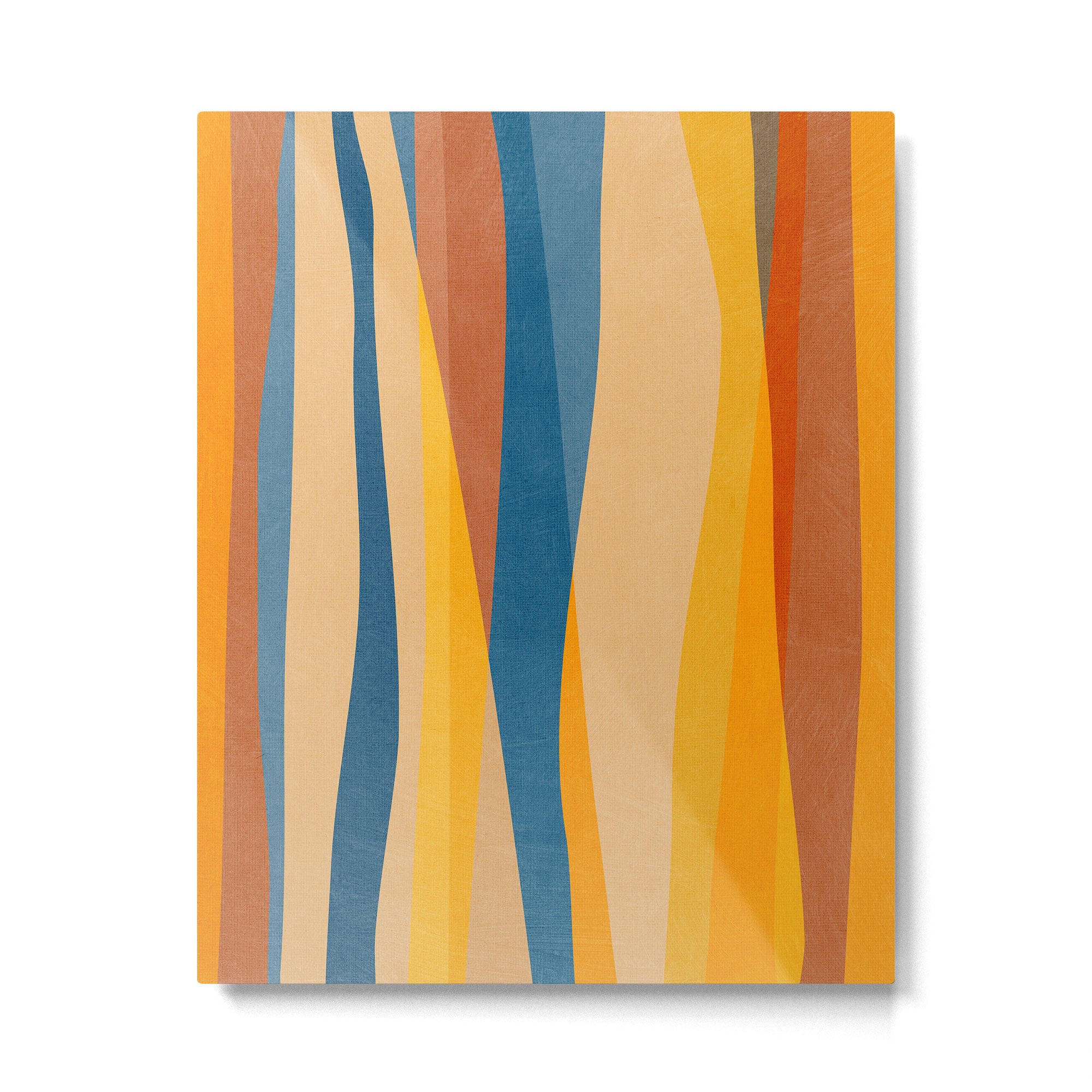 Blue Yellow Burnt-Orange Rust Abstract Artwork Metal Print Gallery Image 4