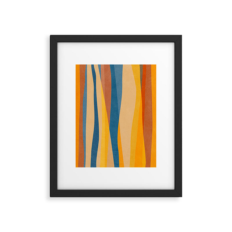 Blue Yellow Burnt-Orange Rust Abstract Artwork Framed Art Print Gallery Image 5