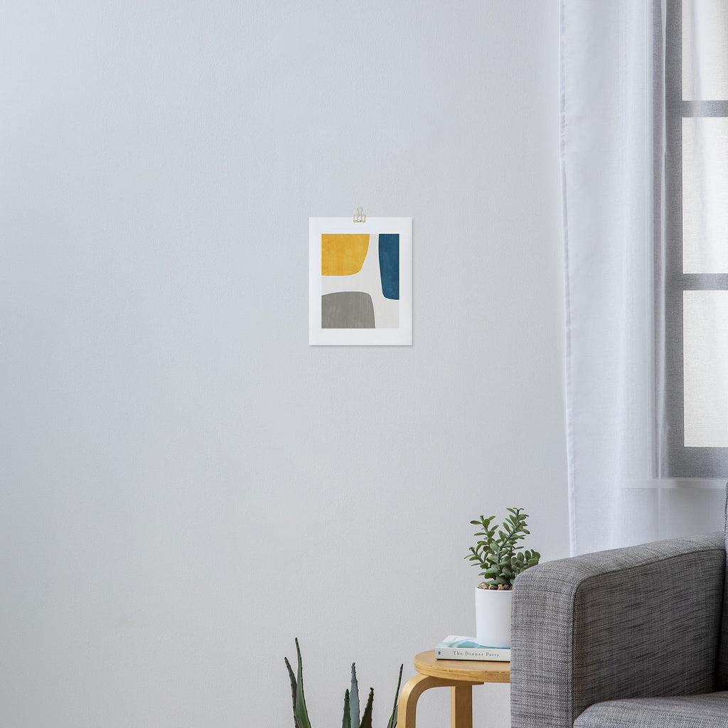 Blue & Yellow Gray Original Simple Artwork Art Print Gallery Image 3