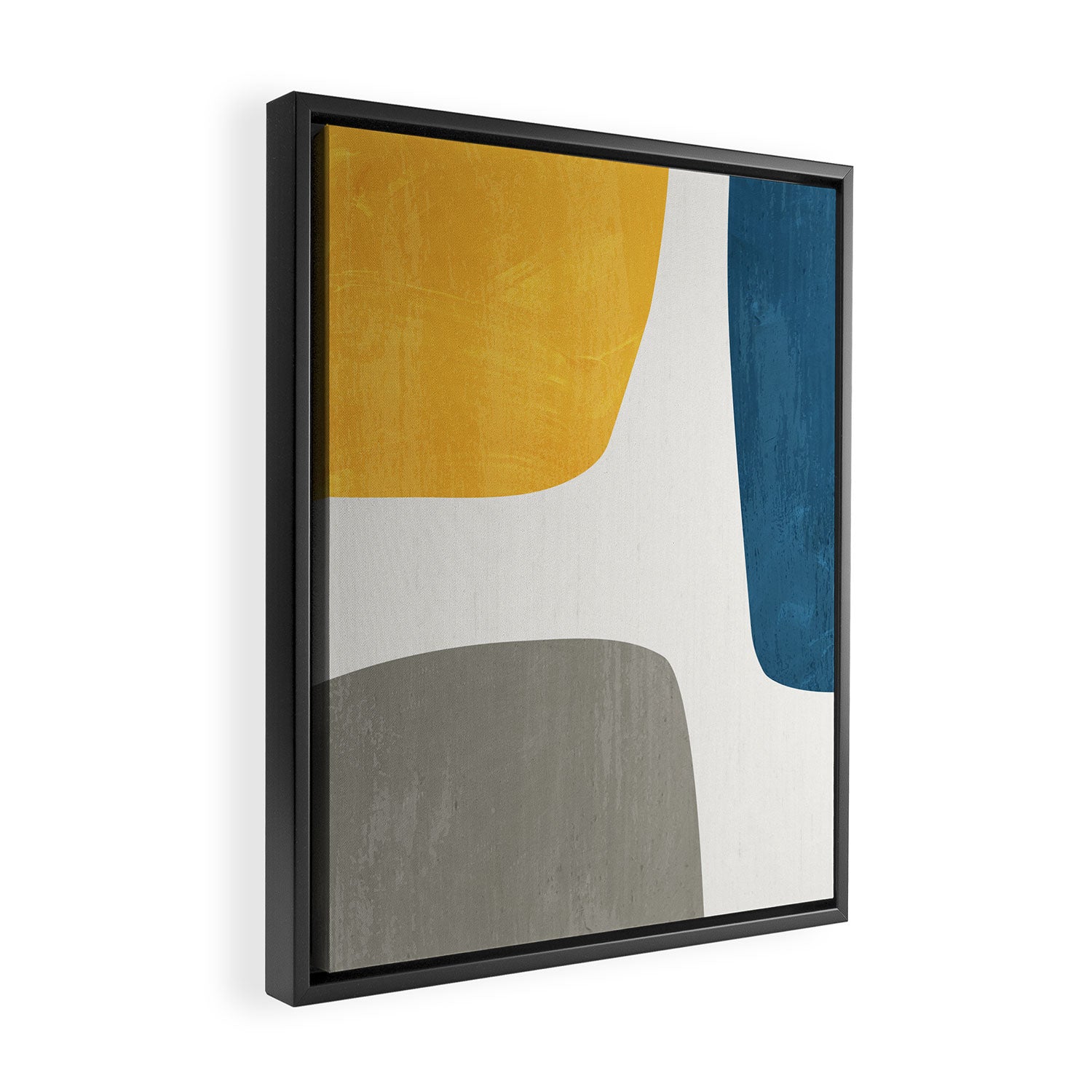 Blue & Yellow Gray Original Simple Artwork Framed Canvas Print Gallery Image 2