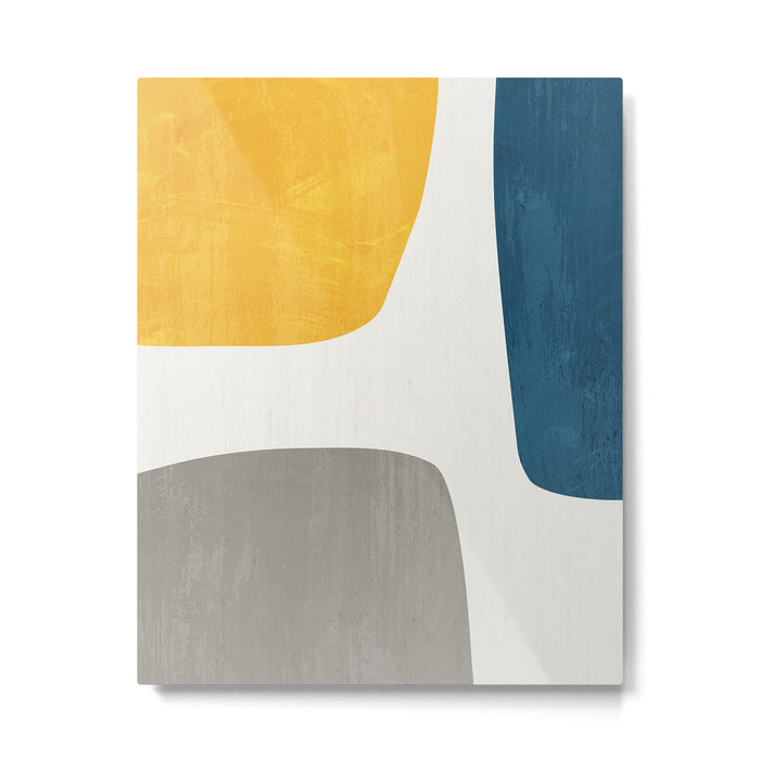Blue & Yellow Gray Original Simple Artwork Metal Print Gallery Image 1